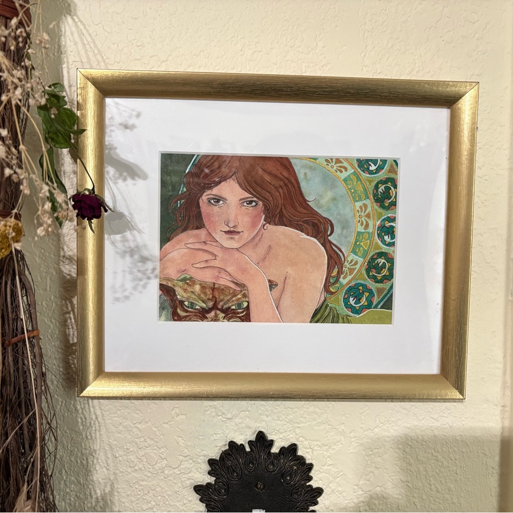 Elegant Gold Framed Original Watercolor Painting
